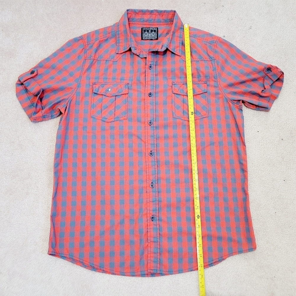 Straight Faded Men's Short Sleeve Plaid cotton Shirt - Size Large - Picture 8 of 8